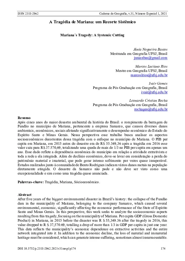 A Tragédia de Mariana: um Recorte Sistêmico