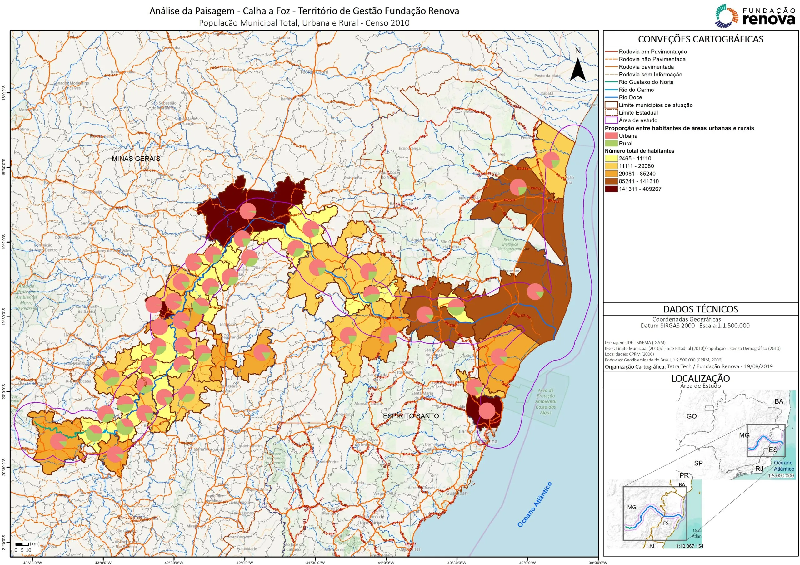 Mapa Calha Foz População Municipal Total Urbana e Rural