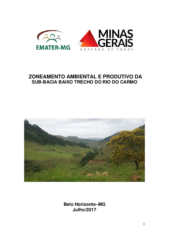 Zoneamento ambiental e produtivo da sub-bacia Baixo Trecho do Rio do Carmo – Final