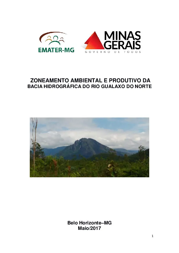 Zoneamento ambiental e produtivo da Bacia Hidrográfica do Rio Gualaxo do Norte