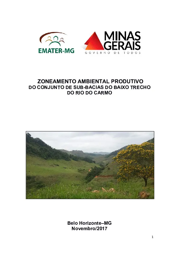 Zoneamento Ambiental Produtivo do Conjunto de Sub-Bacias do Baixo Trecho do Rio Do Carmo