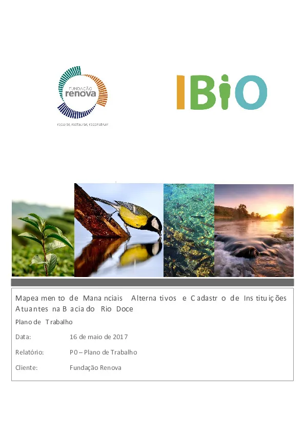 Mapeamento de Mananciais Alternativos e Cadastro de Instituições Atuantes na Bacia do Rio Doce- 16 maio 2017